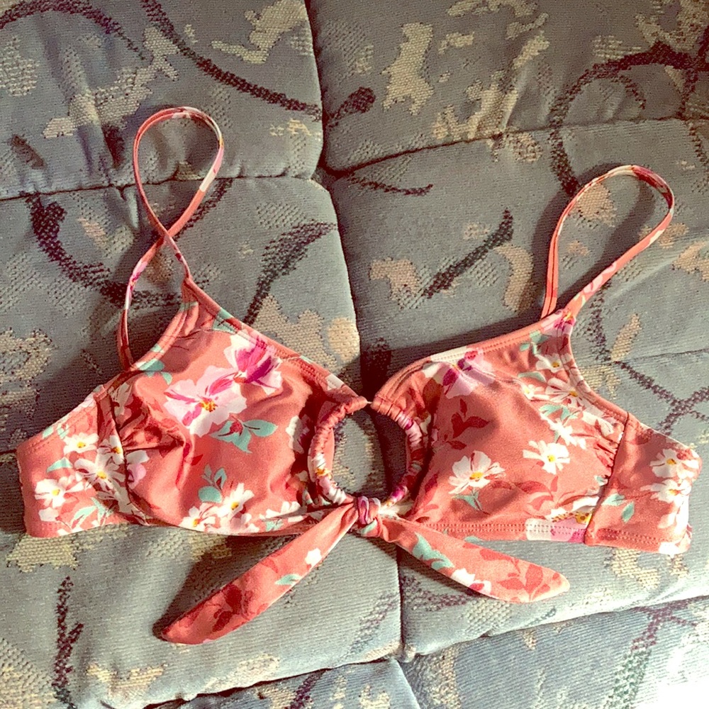 Pink Floral Bikini Top